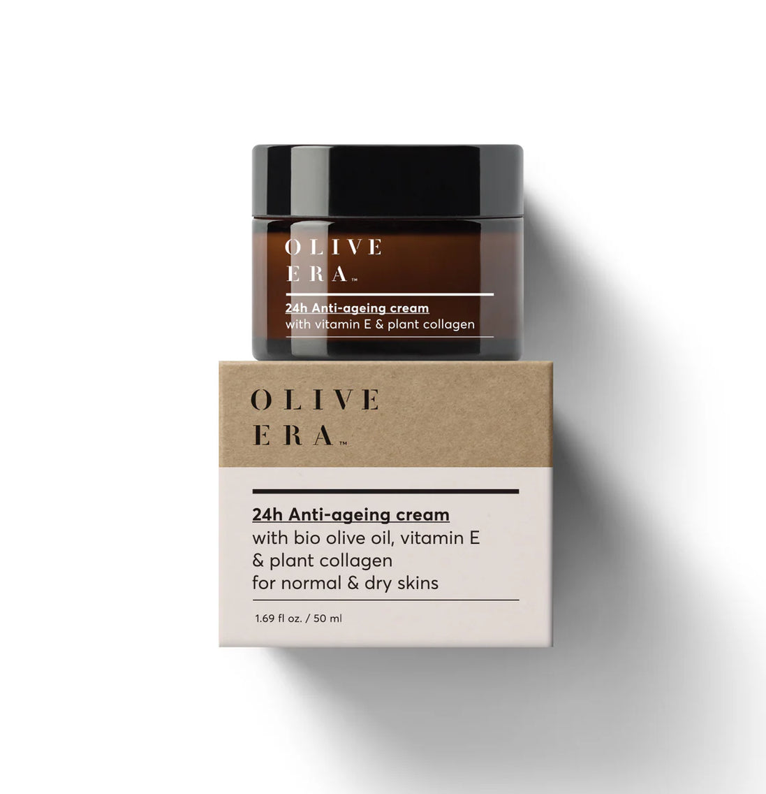 24h anti-aging cream with organic olive oil, vitamin E &amp; plant collagen 50ml