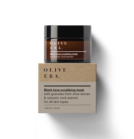 Black Lava Peeling-Maske mit Olivenkernen und Vulkanerde, 50 ml – tiefenreinigendes Peeling für strahlende Haut